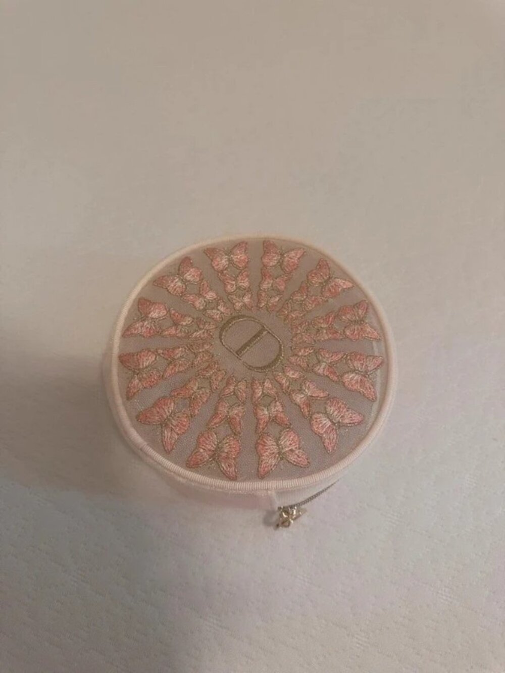 Dior Butterfly Embroidered Round Makeup Pouch